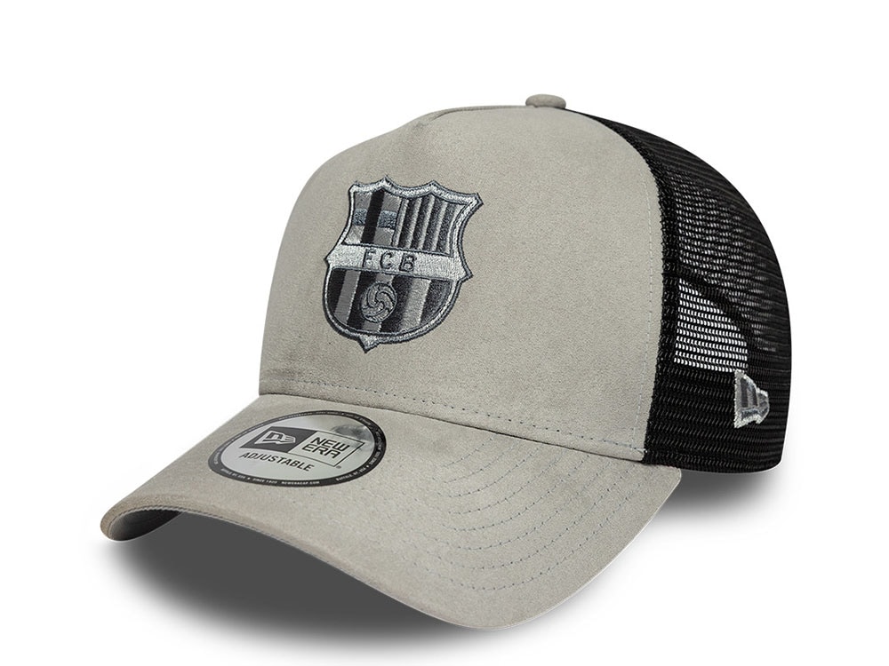New Era Barcelona Fc Faux Suede Gray Edition 9Forty A Frame Trucker Snapback Cap
