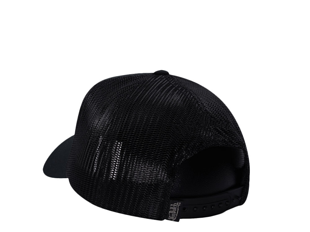 Von Dutch Script Black Trucker Snapback Cap