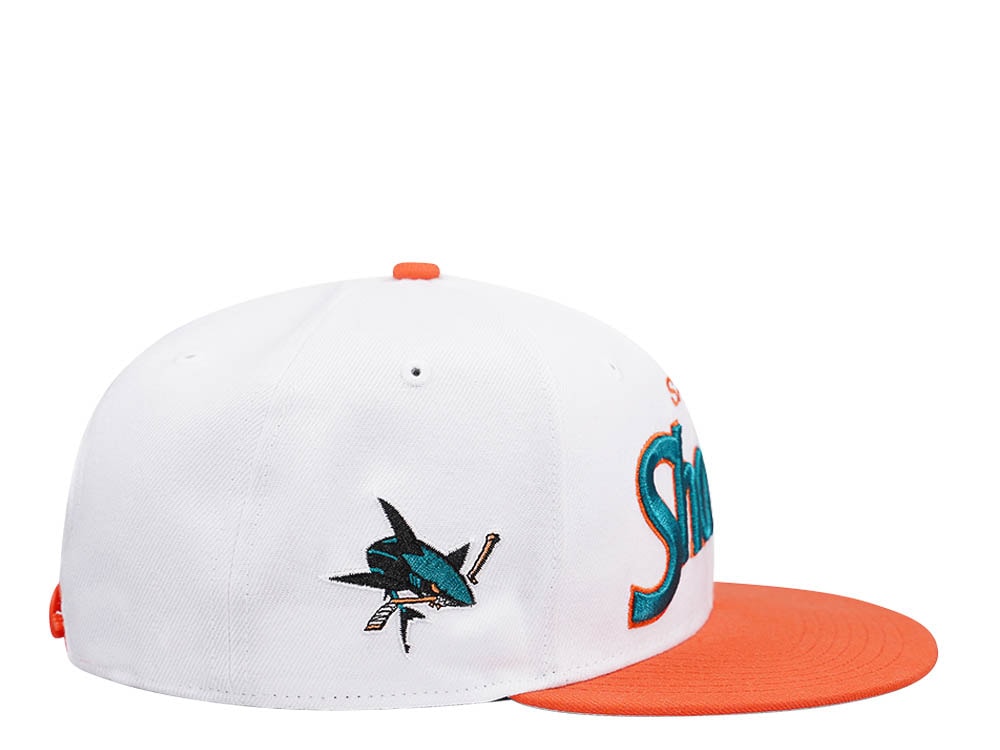 47Brand San Jose Sharks White Script Side Two Tone Captain MVP Snapback Cap