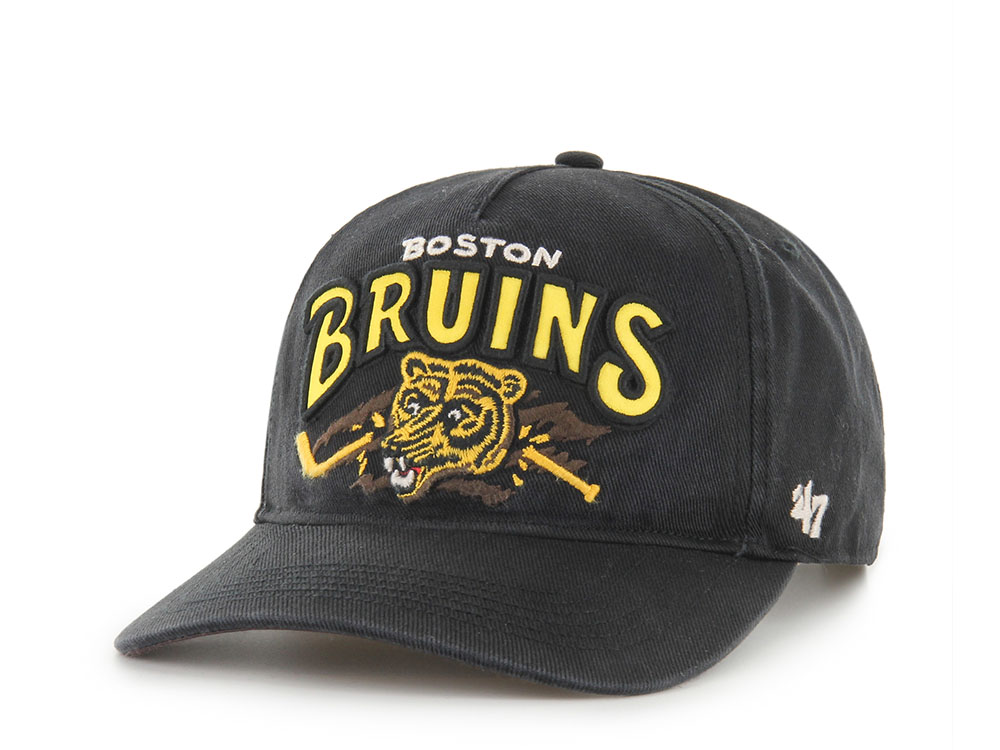 47Brand Boston Bruins Vintage Black Charlton Edition Hitch Snapback Cap
