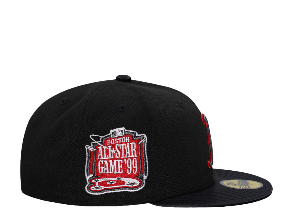 New Era Boston Red Sox All Star Game 1999 Shiny Black And Red Satin Brim Edition 59Fifty Fitted Cap