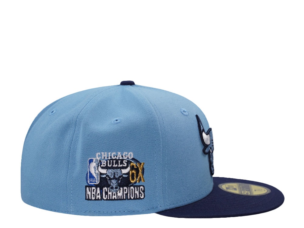 New Era Chicago Bulls 6x NBA Champion Sky Blue Two Tone Edition 59Fifty Fitted Cap