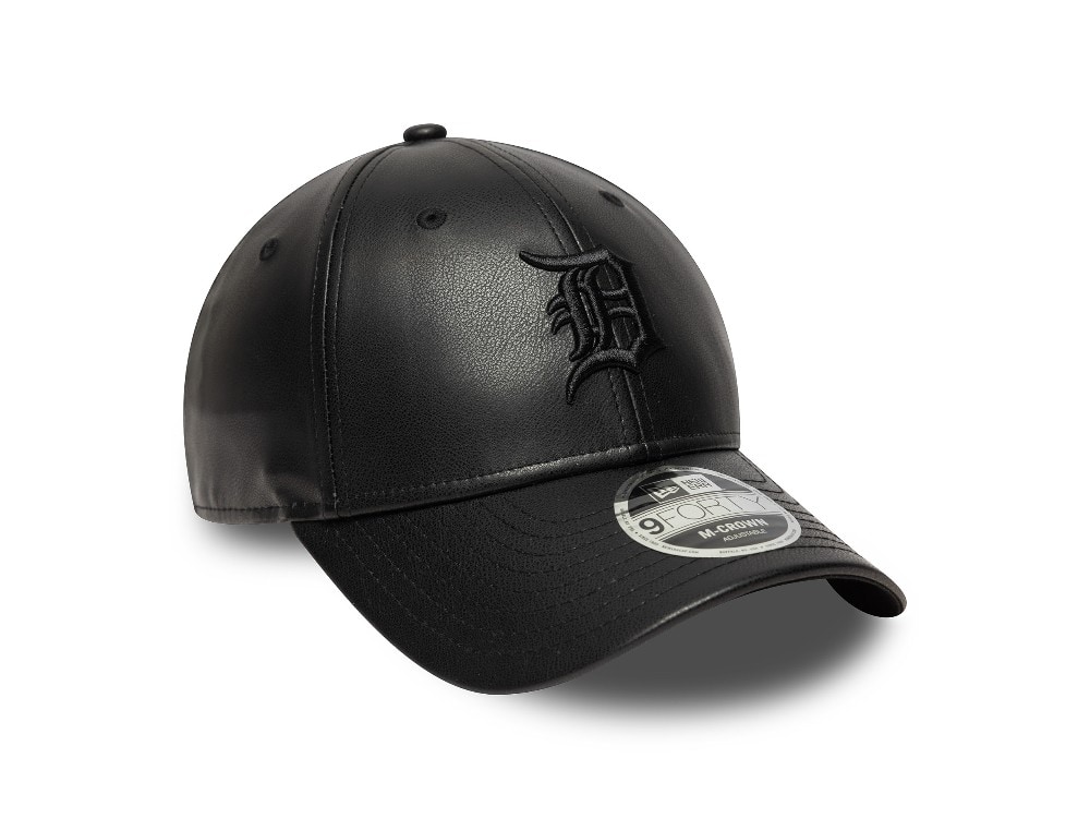 New Era Detroit Tigers Black PU Leather Edition 9Forty M Crown Snapback Cap