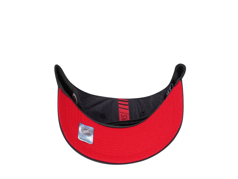 47Brand Chicago Blackhawks Black Back Line Nylon Strapback Cap