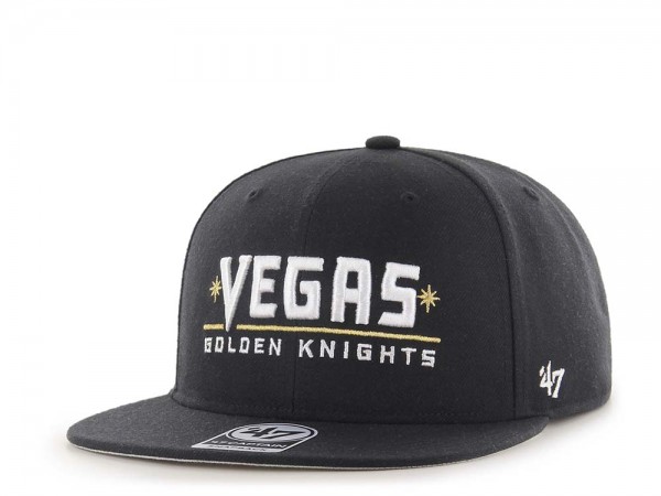 47Brand Vegas Golden Knights No Shot Black Script Captain Snapback Cap