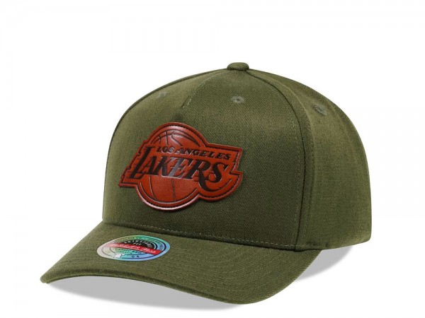 Mitchell & Ness Los Angeles Lakers Wood Leatherbadge Red Line Flex Snapback Cap